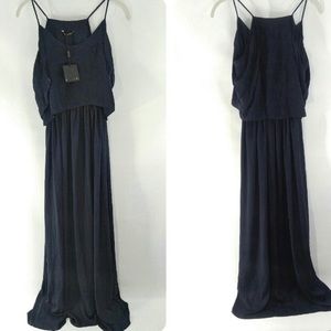 Massimo Dutti Floor Length Navy Blue Dress